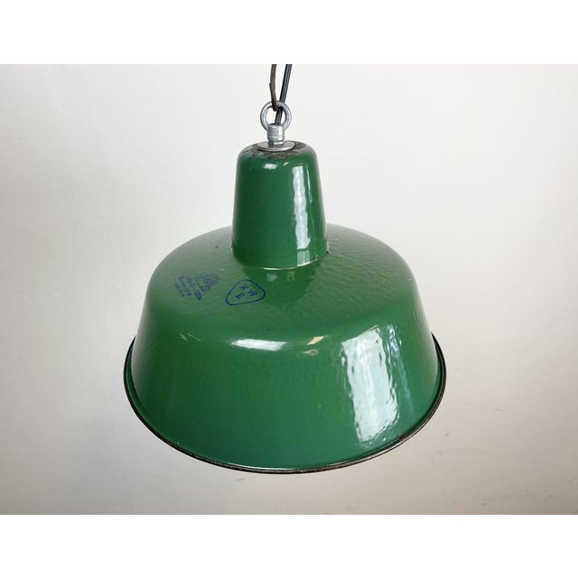 Metal Industrial Green Enamel Pendant Lamp, 1960s For Sale - Image 7 of 16