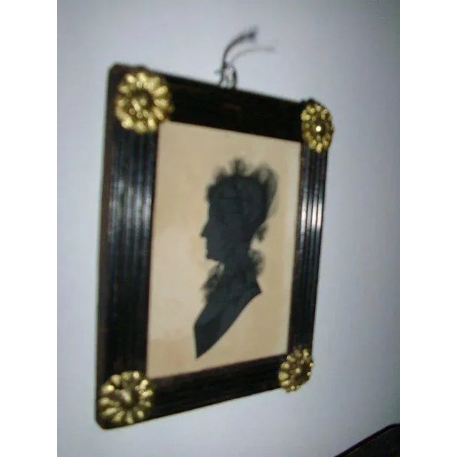Traditional 19th Century English Regency Portrait Silhouettes in Original Ebonized Frames - a Pair For Sale - Image 3 of 6