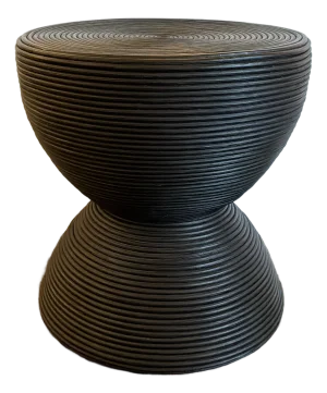Organic Modern Black Reeded Bongo Side Table