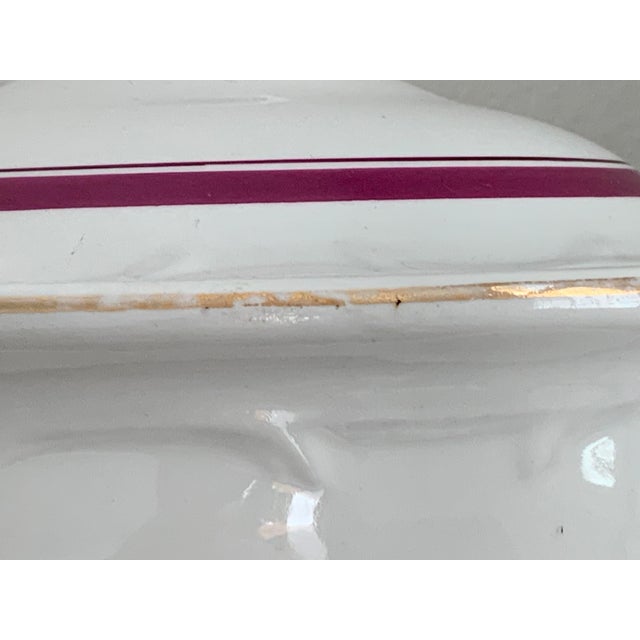 Ceramic C. 1865–1875 American White Ironstone Magenta & Gilt Monogrammed Slop Jar For Sale - Image 7 of 11