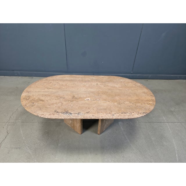 Vintage Oval Travertine Coffee Table, 1970s For Sale - Image 12 of 15