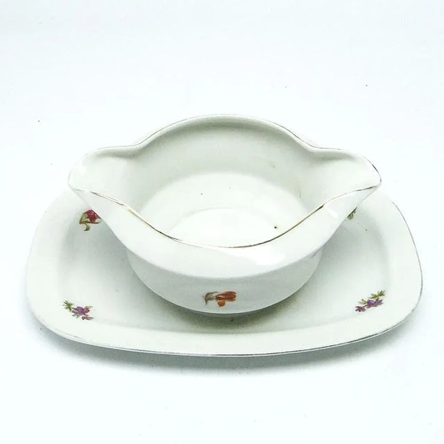 Art Deco Gravy Boat & Underplate from Giesche Pottery, Poland, 1920s, Set of 2 For Sale - Image 3 of 10