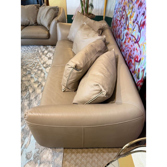 Late 20th Century Roche Bobois Contemporary Premium Leather Sofa & Loveseat Set - 2 Pieces For Sale - Image 11 of 12