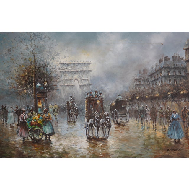J. Gaston Paris Street Oil Painting on Canvas For Sale In Philadelphia - Image 6 of 13