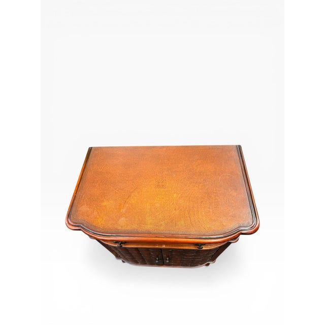 2000 - 2009 English Regency Faux Book Bar Cabinet, Attributed to Theodore Alexander, Hand-Tooled Leather Top For Sale - Image 5 of 17