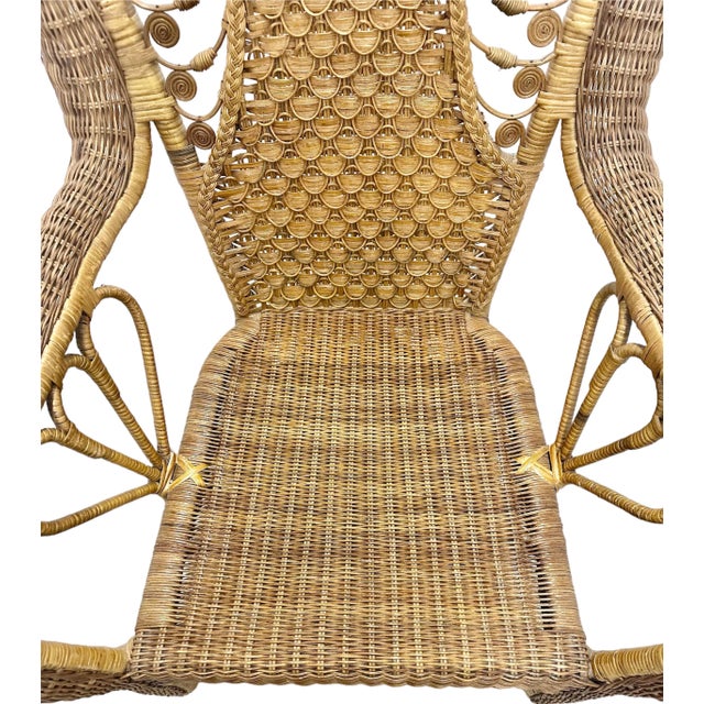 Mid Century Cane Wicker Arm Chair Rattan Bamboo Reed Natural Nursery Antique Vintage High Back Armchair For Sale In Los Angeles - Image 6 of 12