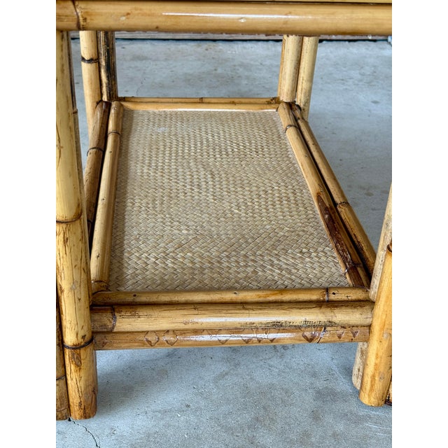 Mid-20th Century Refinished Coastal British Colonial Rattan Writing Desk For Sale - Image 9 of 12