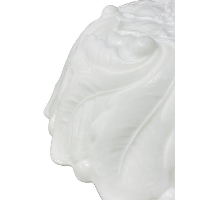 Glass 1960's Indiana Milk Glass Leaf Pattern Footed 9" Bowl For Sale - Image 7 of 11