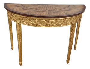 Vintage Adam Style Demi-Lune Satin Wood Inlay Console Table