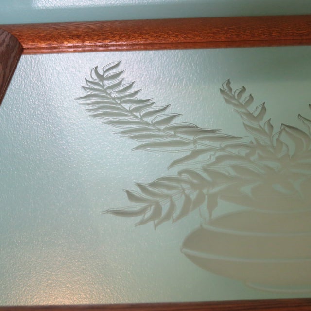 1990s Accent Wooden Framed Mirror With Potted Fern Center For Sale - Image 13 of 16
