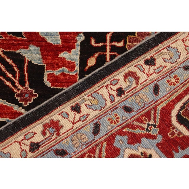 Black 1990s Bohemien Ziegler Black Blue Hand-Knotted Wool Rug - 9'11'' X 13'8'' For Sale - Image 8 of 8