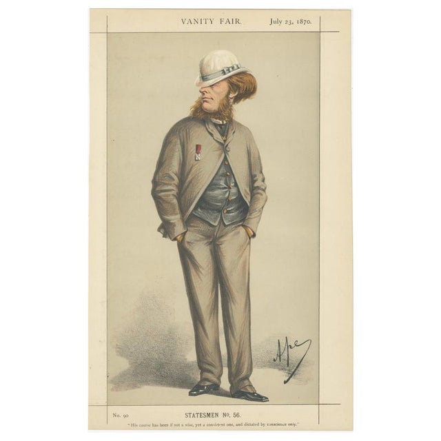 Vanity Fair, Victorian Statesman with Medal Political Portrait, 1870, Paper For Sale - Image 10 of 10