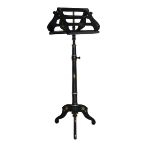 Adjustable Music Stand, Ebonized W Mother of Pearl Inlay, 19th Century Victorian
