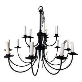 1990s Authentic Hubbarton Forge Hand Forged Iron Chandelier For Sale