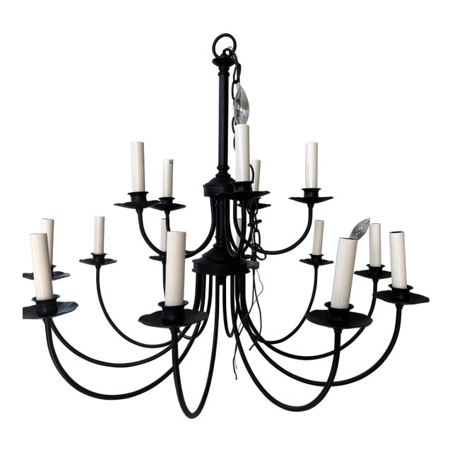 1990s Authentic Hubbarton Forge Hand Forged Iron Chandelier For Sale