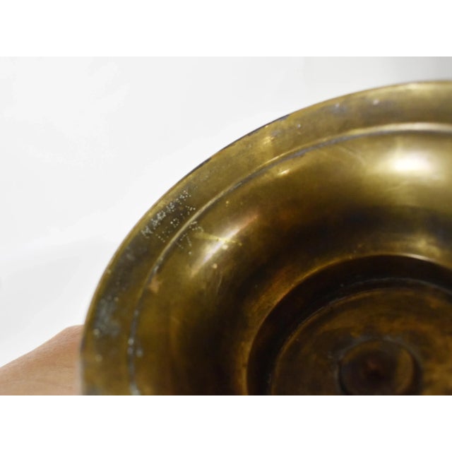 Vintage Solid Brass Hand Etched Three Tier Serving or Trinket Dish For Sale - Image 6 of 7