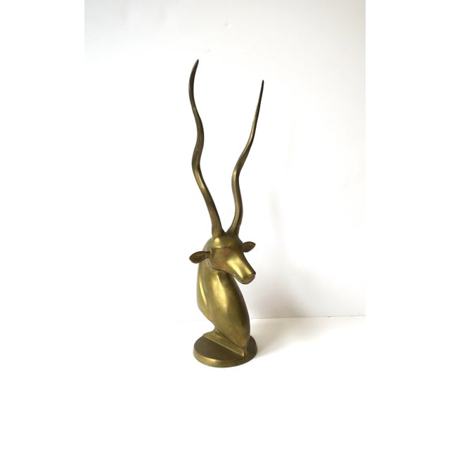 Metal Brass Gazelle Antelope Animal Sculpture Decorative Object, Tall For Sale - Image 7 of 13