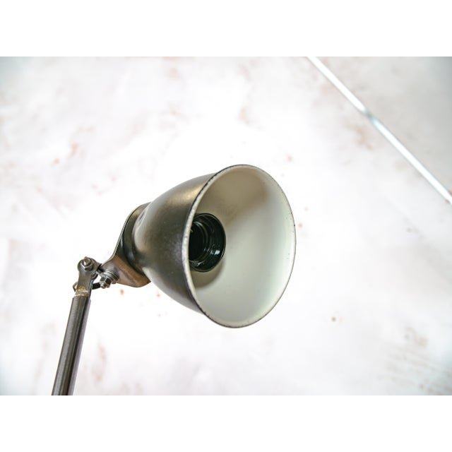 Silver Industrial Polished 2-Arm Workshop Desk Light from EDL England, 1950s For Sale - Image 8 of 12