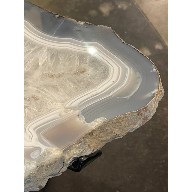 1980s Pair of Agate Top Accent Side Tables For Sale - Image 9 of 12