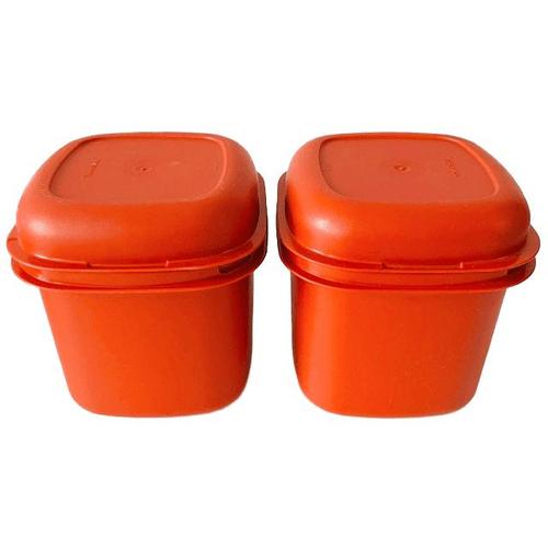 Vintage Orange Rust-Brown Food Storage Containers from Tupperware, 1970s, Set of 6 For Sale - Image 7 of 11