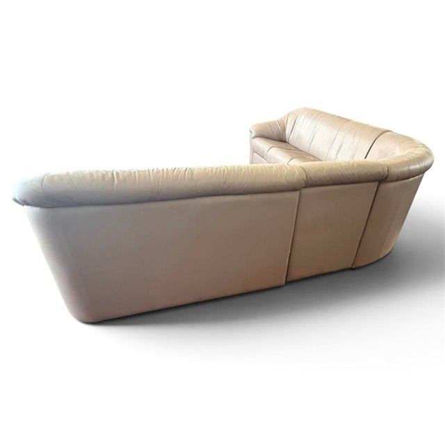 Mauve 1990s Postmodern Soft Mauve Pink Leather Center Sectional Sofa Styled After Salotti for Natuzzi Wilma Sofa - 4 Piece For Sale - Image 8 of 12