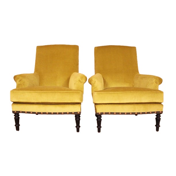 Pair of Napoleon III Library Chairs C. 1860 For Sale - Image 4 of 6