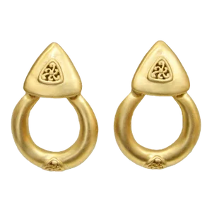 1970s Vintage Large Neoclassical Givenchy Matte Gold Open Work Earrings, 2 Pieces