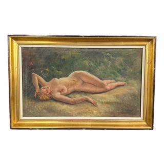 Unknown, Reclining Female Nude, 1890s, Oil on Canvas For Sale