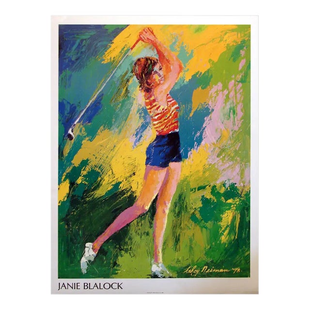 1990s LeRoy Neiman Golf Poster Janie Blalock. Unframed Mint Condition For Sale