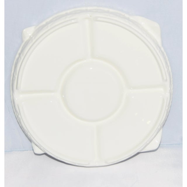 Ceramic 1980s Shafford Christmas Holly Serving Dish Divided Tray & Spreaders For Sale - Image 7 of 9