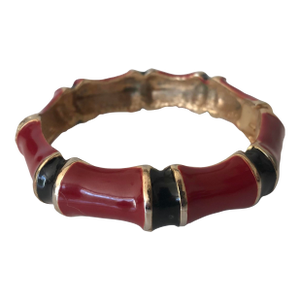 1970s Red, Black and Gold Clamper Bangle Bracelet