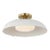 Amber Lewis for Visual Comfort Signature Cyrus 16" Flush Mount in Hand-Rubbed Antique Brass and White with White Glass For Sale