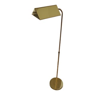 “Pharmacy Lamp” 1970s Heavy Brass Adjustable Height Floor Lamp MCM For Sale