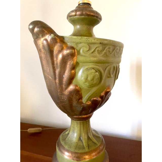 Large Bronze-Green Ceramic Lamp, 1950s For Sale - Image 6 of 18
