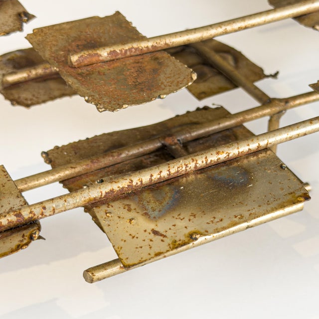 Brutalist Welded Steel & Brass Wall Sculpture in the Early Style of Curtis Jere, 1960s For Sale - Image 15 of 18