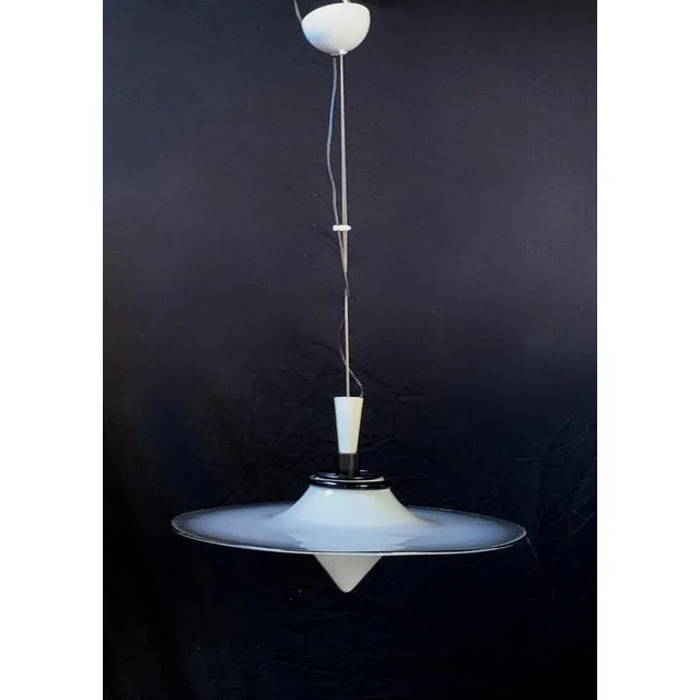 Murano Disco Glass Chandelier attributed to I3, 1970s For Sale - Image 7 of 9