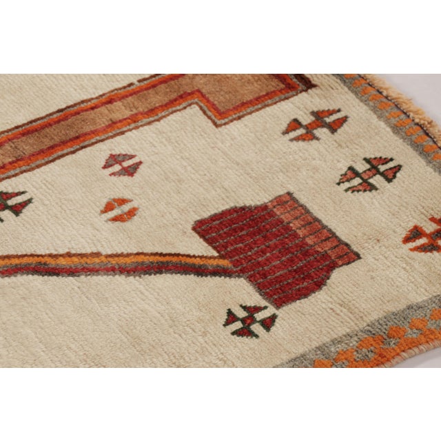 Tribal Vintage Persian Gabbeh Rug, Minimalist Tree of Life in Beige & Red - Rug & Kilim For Sale - Image 3 of 10