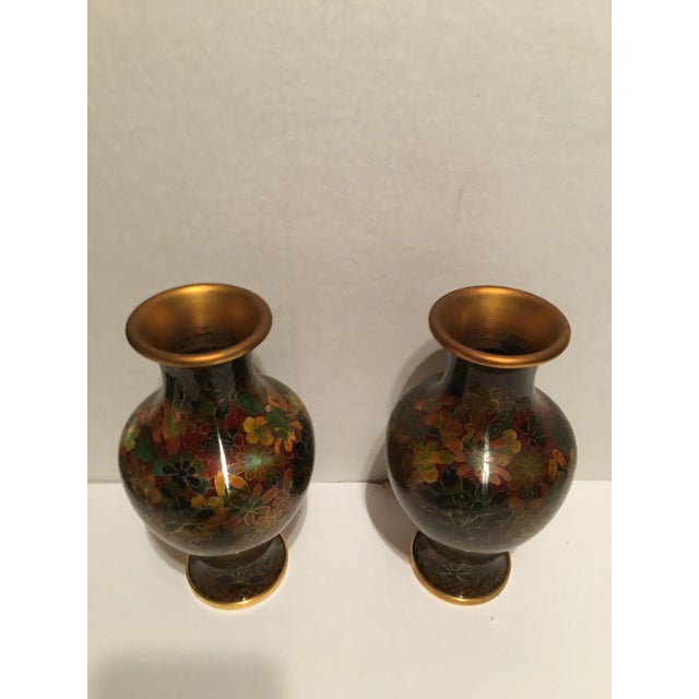 Asian 1950s Cloisonné Vases - a Pair For Sale - Image 3 of 7