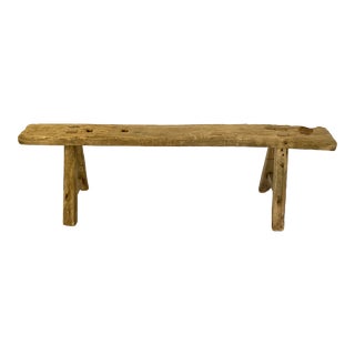 Antique Rustic Long Elm Bench For Sale
