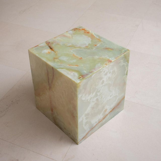 Onyx Cube Table in Light Green by Forzini For Sale - Image 9 of 11