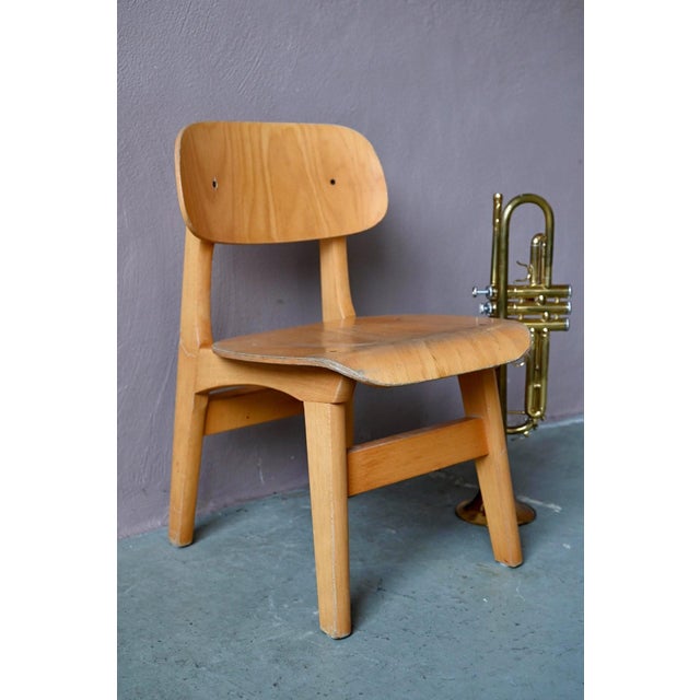 Vintage Children's Chair in Wood and Molded Plywood, 1970s For Sale - Image 3 of 14