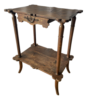 French Art Nouveau Walnut Side Table, 1890s