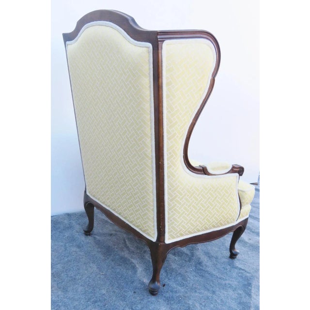 Early 20th Century Early 20th Century French Upholstered Mahogany Wing Chair For Sale - Image 5 of 7