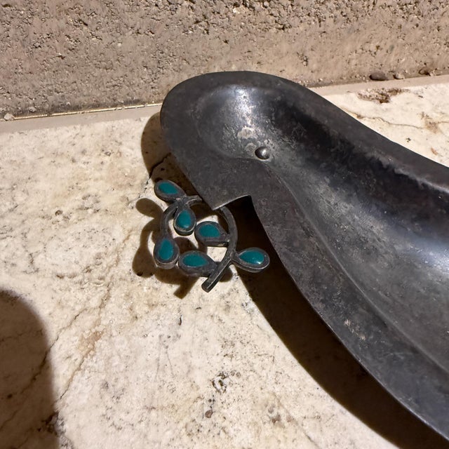 Los Castillo 1960s Los Castillo Bird Dish Silver Plate & Stone Taxco Mexico For Sale - Image 4 of 9