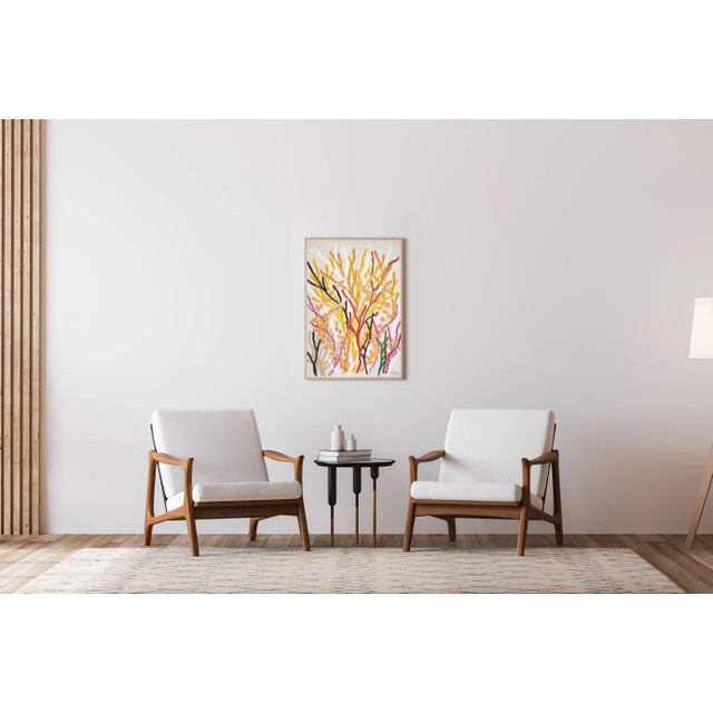 2025, Abstract Organic Seascape, Coral Forest, Orange Marine Flora, Gouache Crayon on Watercolor Paper by Romina Milano For Sale - Image 4 of 8