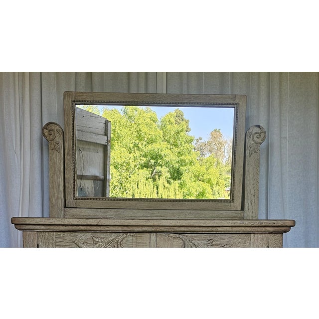 Almond Antique Wooden Chiffonier Chest With Attach Mirror Frame. Circa 1920's For Sale - Image 8 of 18