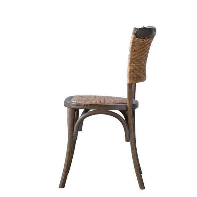 Farmhouse Matthew Izzo Home Alma Elm Wood and Rattan Weave Dining Chair For Sale - Image 3 of 4