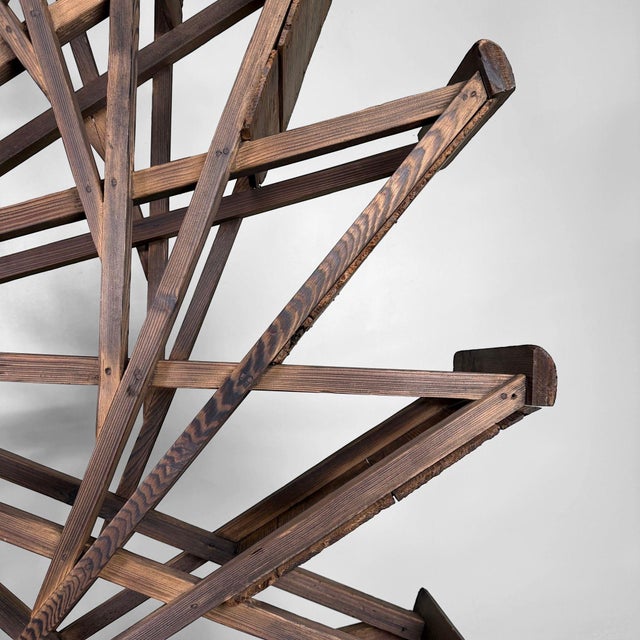 Brown Large Japanese Wooden Suisha Water Wheel Wall Decor, 1900s For Sale - Image 8 of 15
