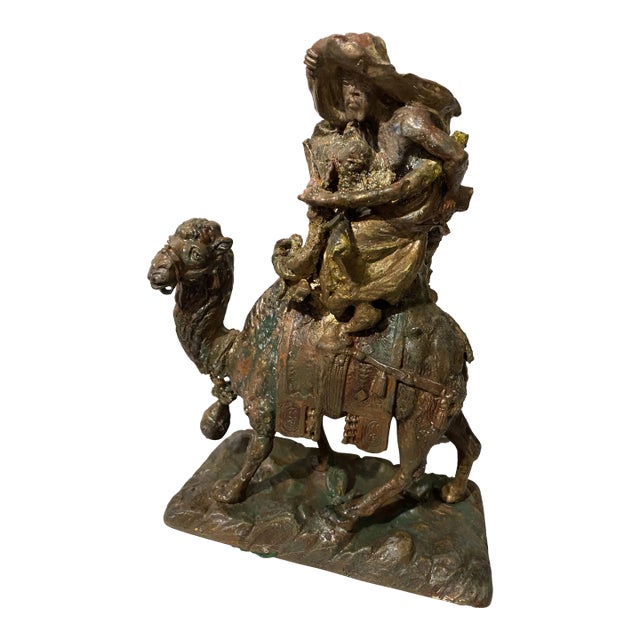 Antique Metal Camel & Rider Figure For Sale