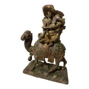 Antique Metal Camel & Rider Figure